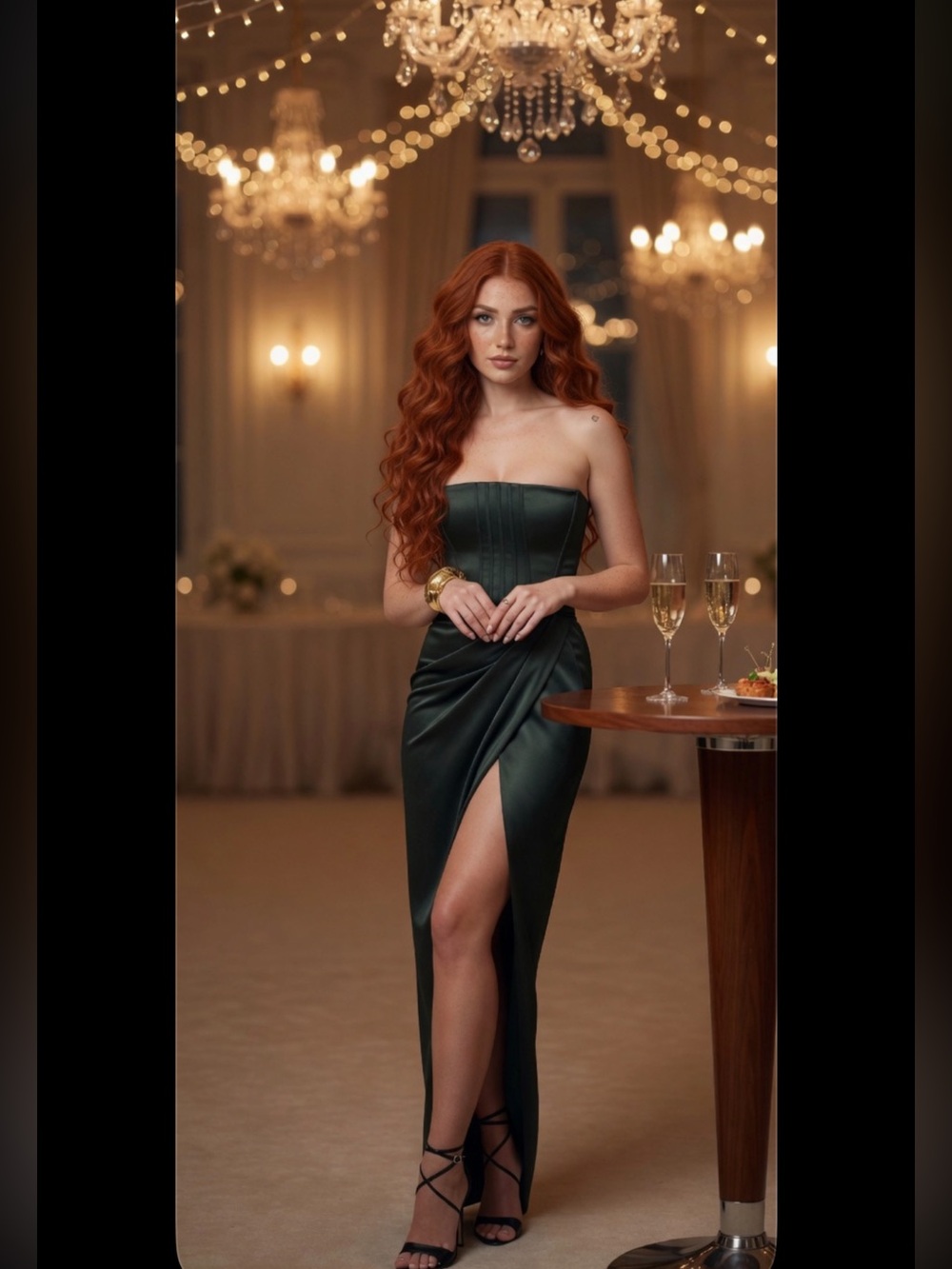 HOUSE OF CB 'Carelle' Emerald Satin Strapless Maxi Dress/Small-US 4-6/$299